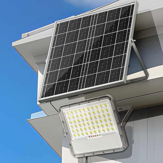 Solar Lights Outdoor LED Automatic Light with Battery, IP65 Waterproof Outside Solar Powered Security Flood Light and 8.2ft Cable with Remote Control for Pathway, Patio & Yard (200W)