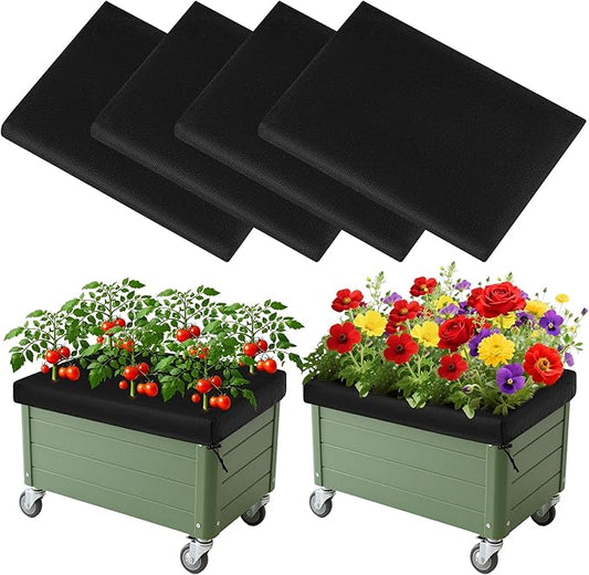 4 Pack City Picker Mulch Covers, Black Planter Box Cover with Elastic Drawstring City Pickers Covers for Raised Garden Bed, 20" x 24"