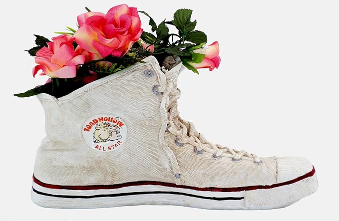 HomeStyles Medium 40010 White High Top Sneaker Shoe Planter Statue 7" h Holds a 4" w Pot