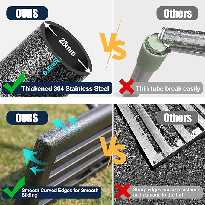 Lawn Leveling Rake 30"x10" for Lawn Care - 60in Extendable Stainless Steel Handle with Ergonomic Grip | Professional Grass Leveling Tool for Golf Courses, Soccer Fields, Backyard Turf Maintenance