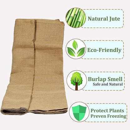 Sunnyglade 40in x 15ft Gardening Burlap Fabric, Winter Frost Natrual Burlap Plant Covers Freeze Protection, Shrub Potted Plants Cold Resistant Blankets, Suitable for Party Home Decorations (40in*15FT)
