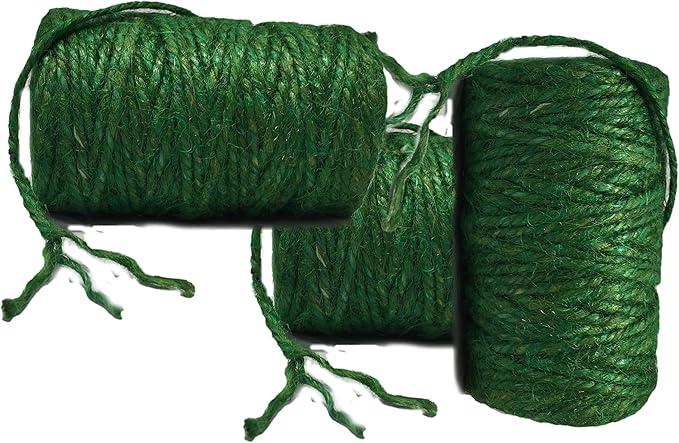 3 Pack - Jute Twine Dark Green - Burlap Garden Twine, 200 feet Each x 3 Cone Total 600 feet