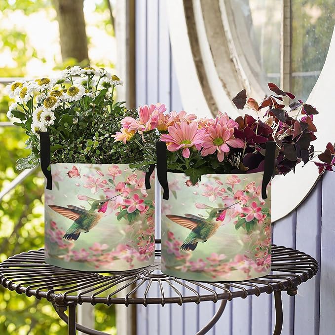 5 Gallon Hummingbird Foraging Flowers Butterfly Grow Bag Heavy Duty Thickened Plant Pot Containers with Handles for Potato Tomato Flowers Fruits Vegetables