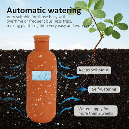 3pcs Terracotta Plant Watering Globes 3.5 * 10inch Terracotta Watering Pots Self Watering Planter 900ml for Indoor Outdoor Plants Clay Plant Watering Globes Planter Insert Watering Pots