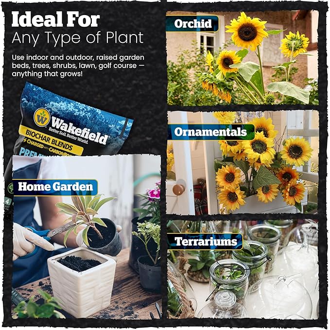 Wakefield Biochar with CarbonBoost for Gardens Succulents and Houseplants 4 Quarts