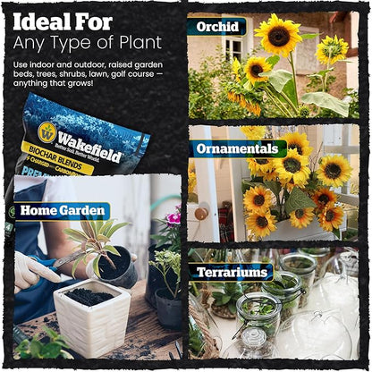 Wakefield Biochar with CarbonBoost for Gardens Succulents and Houseplants 4 Quarts