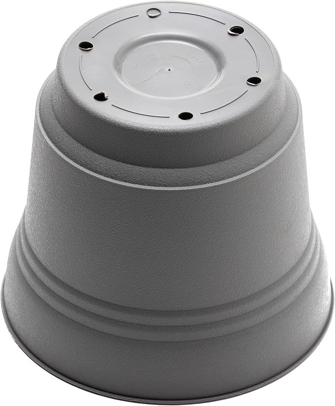 Bloem Saturn 10" Charcoal Round Resin Planter Pot with Snap-in Saucer for Indoor and Outdoor Gardening