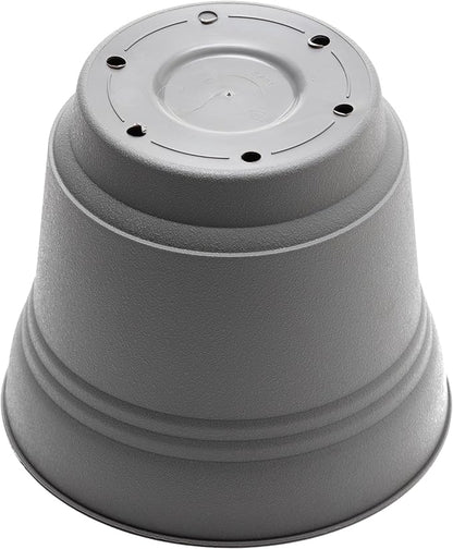 Bloem Saturn 10" Charcoal Round Resin Planter Pot with Snap-in Saucer for Indoor and Outdoor Gardening