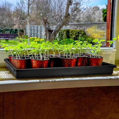 6 Pack Nursery Potting Trays, Plastic Seedling Starter Tray with No Drain Holes, Easy Watering Flat Garden Plant Growing Tray for Indoor Greenhouse Germination, 17.3'' x 11.6'' x 1.3''