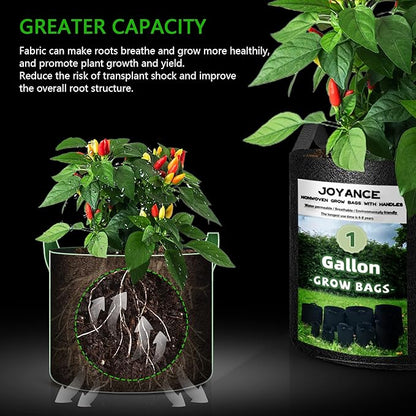 10-Pack 15 Gallon Grow Bags, Heavy Duty 300G Thickened Non-Woven Fabric Grow Bags, Ventilated Plant Pots with Reinforced Handies