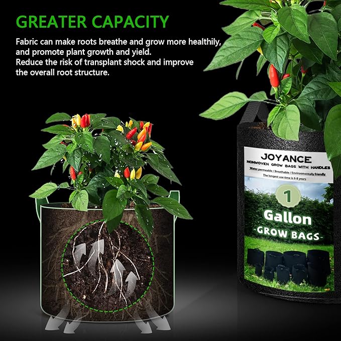 10-Pack 30 Gallon Grow Bags, Heavy Duty 300G Thickened Non-Woven Fabric Grow Bags, Ventilated Plant Pots with Reinforced Handies