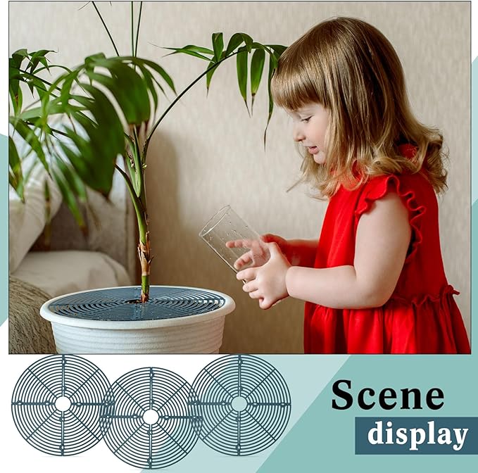 Sawysine 3 Pcs Plant Pot Cover Plant Protector from Animal Flower Pot Grid with Center Cutout Flower Cover Soil Protectors(11.8 in,Blackish Green)