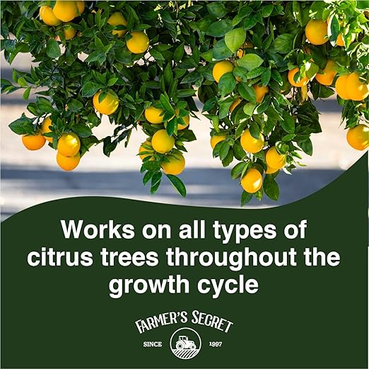 Farmer's Secret Citrus Tree Booster Fertilizer (128oz) - Super Concentrated - Formulated for All Citrus Trees Including All Types of Lemons, Limes, and Oranges - Outdoor and Indoor/Container Trees