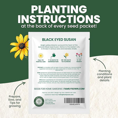 Black Eyed Susan - Large 5g Envelope - 15,000 Flower Seeds for Planting - Rudbeckia hirta