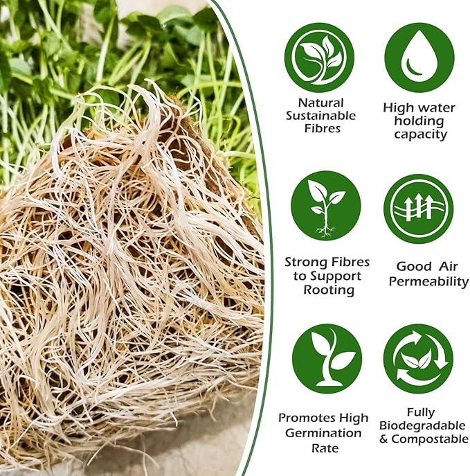 6Set Microgreens Growing Mat with Tray, Microgreen Growing Kit 10″×10″ Wheatgrass Seed Sprouting Starter Mat Hemp Fiber Grow Tray Hydroponic Jute Pads Indoor Organic Production for Germination Sprouts