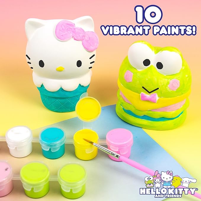 Horizon Group USA Paint Your Own Figurine Kit, DIY Art Project for Kids, Hello Kitty and Friends