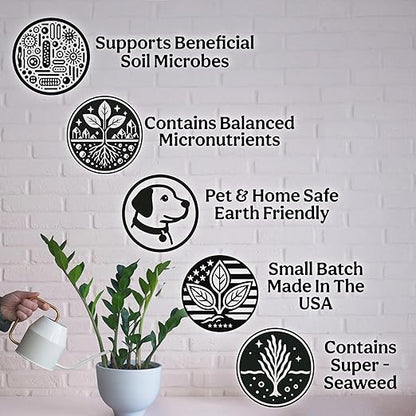 Organic Liquid Indoor Plant Food, Houseplant, Tropical & All-Purpose Indoor Plant Fertilizer, Organic Liquid Fertilizer 5-5-5 with Sea Kelp, 16oz Treats 110 Gallons