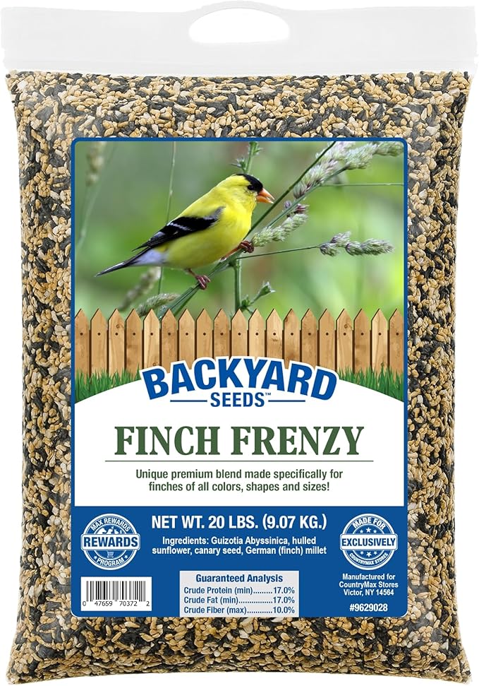 CountryMax Backyard Seeds Finch & Small Songbird Frenzy 20lbs - Premium Nyjer Thistle Seed Blend for Finch Feeders, Small Bag of Wild Bird Food
