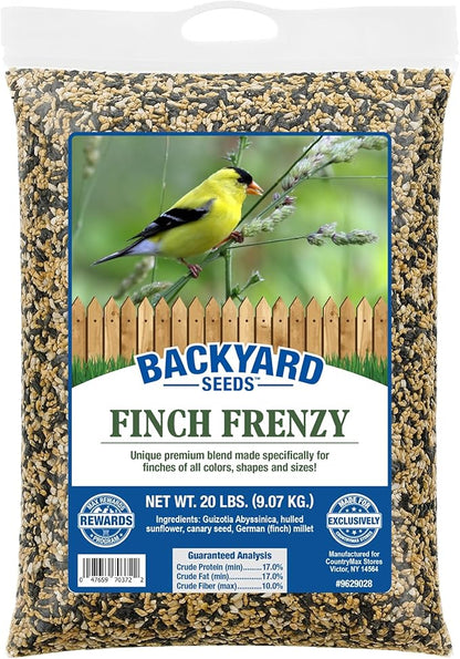 CountryMax Backyard Seeds Finch & Small Songbird Frenzy 20lbs - Premium Nyjer Thistle Seed Blend for Finch Feeders, Small Bag of Wild Bird Food