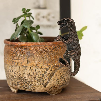 Dinosaur Plants Pot Hanger Flower Pot Decorations Pot Hugger Resin Statue Sculptures Dinosaur Flower Figurine for Garden Outdoor Fairy Garden Fence Lawn Cute Animal Ornaments Home Office Decoration