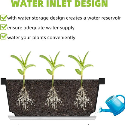 Window Box Planter, 7 Pack Plastic Vegetable Flower Planters Boxes 17 Inches Rectangular Flower Pots with Saucers for Indoor Outdoor Garden, Patio, Home Decor