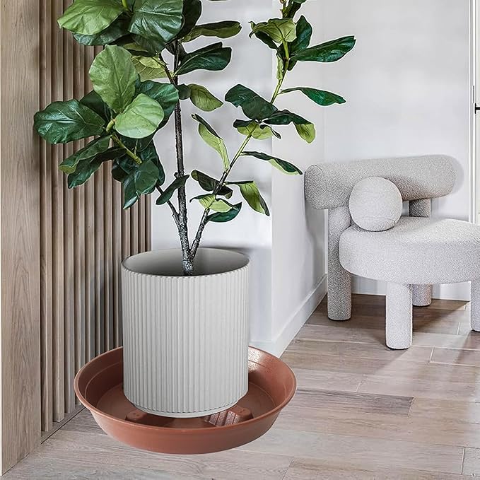 4 Pack Plant Saucer 10 inch, 8 12 14 17 inch, Plant Stand Plastic Plant Saucers for Indoors Outdoor, Heavy Duty Flower Plant Risers for Inside Pots, Pot Saucers for Plants, Grow Bags Saucers