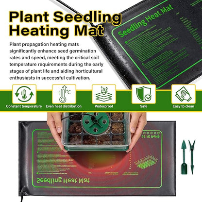 Seed Starter Kit with Grow Light and Heat Mat, 6 Pack 12-Cell Seedling Trays with LED Panels, Adjustable Timer & Dimmer Indoor Plant Propagation Station for Herbs, Vegetables, Flowers