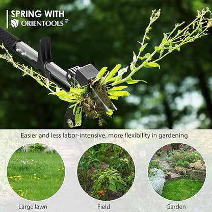 ORIENTOOLS Weed Puller, Stand Up Weed Puller, 32 to 41 inch Long Handle, Upgrade Detachable Telescopic Handle Garden Weeding Tool with 4 Claws for Labor Saving Dandelions Remover Tool