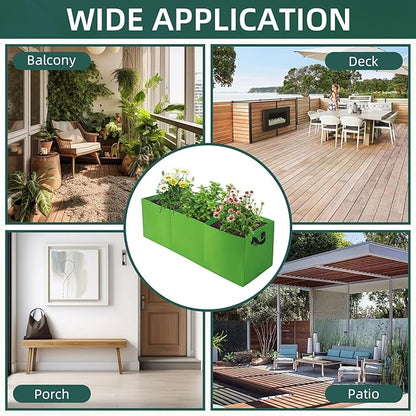 2 Pack Plant Grow Bags, 3 Divided Grids Fabric Raised Planting Bed Rectangle Raised Vegetable Planter Garden Planting Grow Pot Outdoor Planter Box for Vegetables, Flowers, Plants (Green, 120x40x40cm)