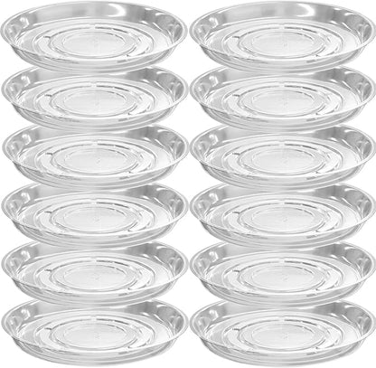 12 Packs 10 Inches Large Clear Plant Saucers for Indoor Outdoor Use Heavy Duty Plastic Plant Trays for Planter Flower Pot Drip Trays to Catch Water, 4 to 20 Inch, Round Transparent