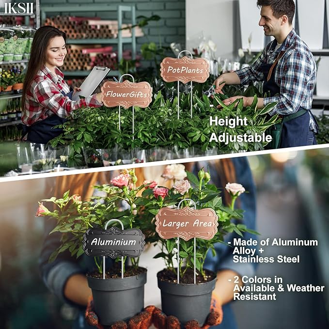 30 Pack Metal Plant Labels,Larger Area 3.7"X 2" Waterproof Garden Markers for Plants Outdoor with 2 Pens,Reusable Aluminum Plant Label Stakes Name Tags for Vegetables Herb Flowers Seedlings
