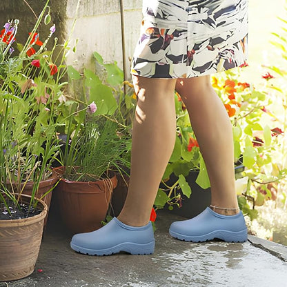 DKSUKO Waterproof Garden Shoe for Women Outdoor Slip-On Rain Boots Short Ankle Work Shoes and Garden Clogs with Comfort Insole