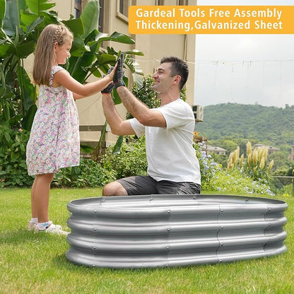 Garden Galvanized Raised Garden Bed Kit - Metal Planter Boxes for Vegetables/Herbs/Flowers, Heavy-Duty Steel Outdoor Garden Box with Reinforced Edges