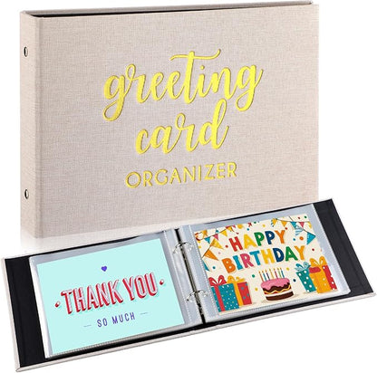 Spiareal Greeting Card Organizer Set Greeting Card Holder 6 x 8 Inches 100 Pages Stamping Binder Album Display Organization Storage for Memory Greetings Photo Gift
