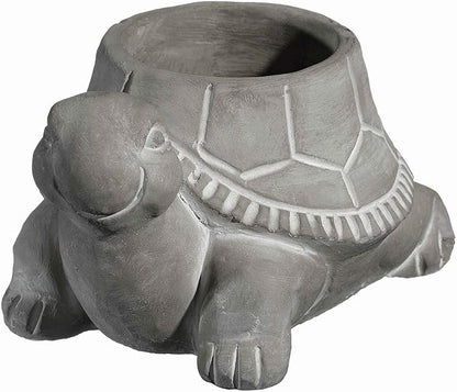 Classic Home and Garden Cement Buddies Animal Planter - Cute Desk Decoration - UV Coated Animal Vase w/Removable Drain Plug -Succulent Planter for Indoor/Outdoor Use (Turtle Planter, Natural, Small)