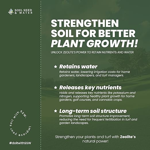 Soil Seed & Water Zeolite Soil Conditioner – Natural Minerals for Water Retention, Nutrient Exchange, and Drainage - Home Garden - OMRI Listed