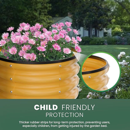Round Galvanized Raised Garden Bed Kit, 2 x 2 x 1ft Autumn Gold Galvanized Garden Boxes, Outdoor for Vegetables