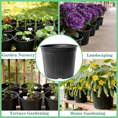 72-Pack 2/2.5/3 Gallon Flexible Plastic Plant Pots, Thickened Soft Seed Starting Container for Indoor Outdoor Plants, Seedlings, Vegetables, Succulents and Cuttings
