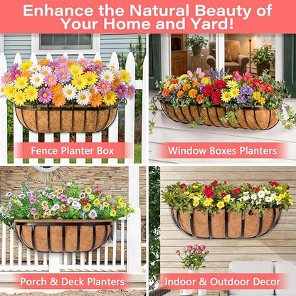 Legigo 2 Pack Trough Coco Liner for Planters- 24 Inch Window Box Liners Coconut Coir Basket Liners, Planter Box Coconut Liner for Window Flower Box Pots, Fence Trough Planter, Wall Planter Basket