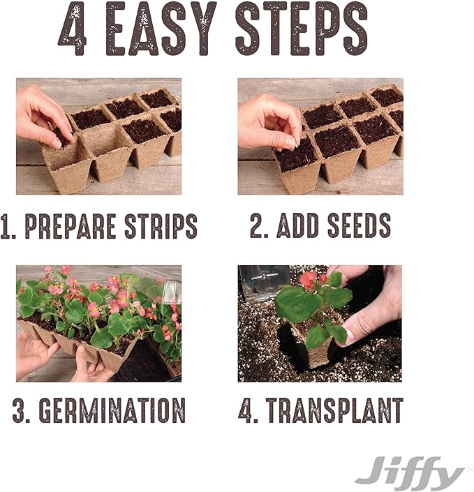 Ferry Morse Jiffy Seed Starting Strips - Biodegradable, Plant Starter Trays - 100 Strips (1000 Cells) - Peat