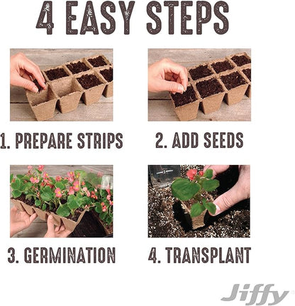 Jiffy Seed Starting Strips - Biodegradable, Plant Starter Pots, 10 Cell, 50 Strips - Peat