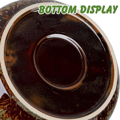 Bonsai Pot Water Lily Bowl Succulent Planter Ceramic Flower Pot Shallow Decorative Bowl for Home Office Garden Balcony (No Drainage Hole)