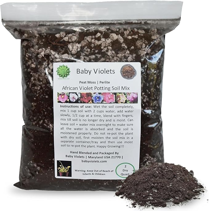 African Violet Plant Potting Soil Mix Peat Moss & Perlite (½ Gallon / 2 quarts)