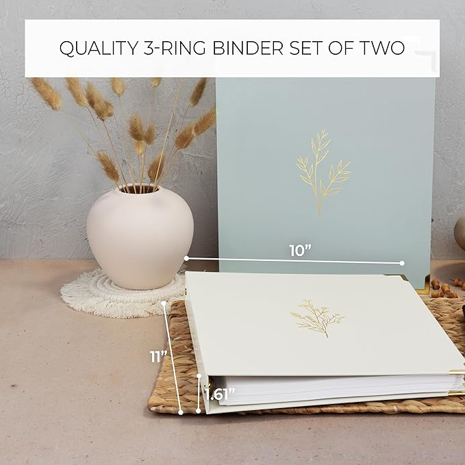 Aesthetic 3 Ring Binder Set of 2 - Sturdy 1 Inch Binder Fits Letter Sized Paper - A Cute Holder for Women or Men with Pocket Easily Organizes Your Paperwork for School, Office or Work