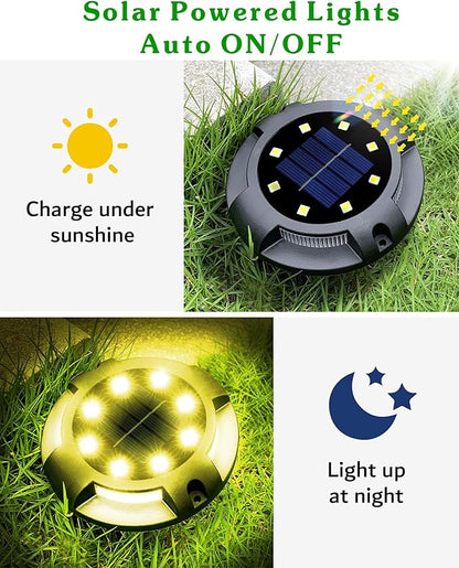Biling Solar Ground Lights Uplight Sidelight, 12 Packs Bright Solar Outdoor Lights Waterproof for Yard Pathway Driveway Garden Poolside (Warm White)