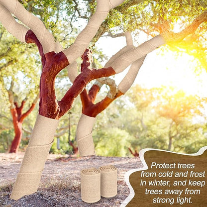 Natural Burlap Tree Wrap Burlap Rolls for Gardening Tree Trunk Wrap Fabric Tree Protector Burlap Wrap Plants Bandage for Keeping Warm and Moisturizing (4 Rolls,4.7 Inches Width)
