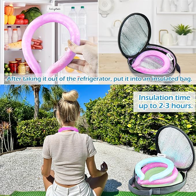 Neck CoolingTube with Insulated Bag, Reusable Ice Coolers Wearable Body CoolingProducts, Neck Coolers for HotWeather