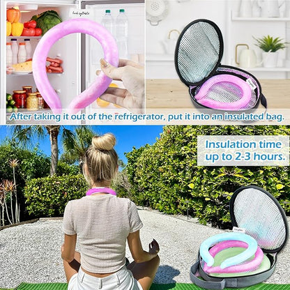 2PCS Neck CoolingTube with Insulated Bag, Reusable Ice Coolers Wearable Body CoolingProducts, Neck Coolers for HotWeather