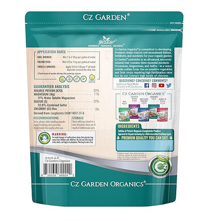 Organic Langbeinite 0-0-22 Sul-Po-Mag 3LB - Made in USA Soil Amendment for Indoor/Outdoor Plants & Flower Gardens. Water Soluble Potassium/Magnesium/Sulfur. Low Chlorine Fertilizer. OMRI Listed