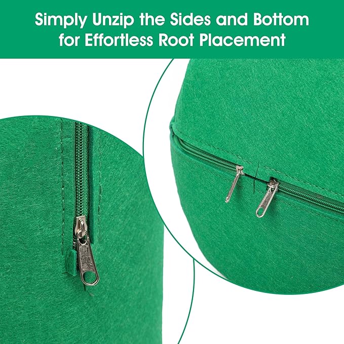 3 Piece Upside Down Tomato & Strawberry Planter Set - Hanging Grow Bags with 4 Side Zippers & 1 Bottom Zipper - Tomato Kit & Strawberry Kit for Easy Vertical Gardening